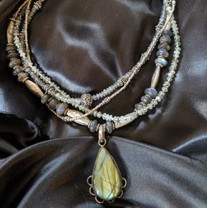 Handmade labradorite necklace & earrings